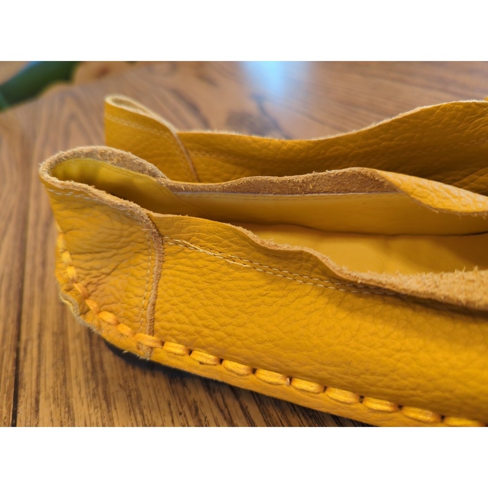 Tin Rui Shoes Womens 9 (260) Slip On Loafers Yellow Green Flowers Leather Shoes - Picture 4 of 8